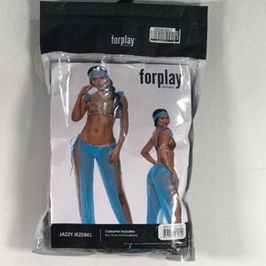 Forplay Jazzy Jezebel Arabian Dancer Costume, Women's Size M/L - Turquoise/Gold